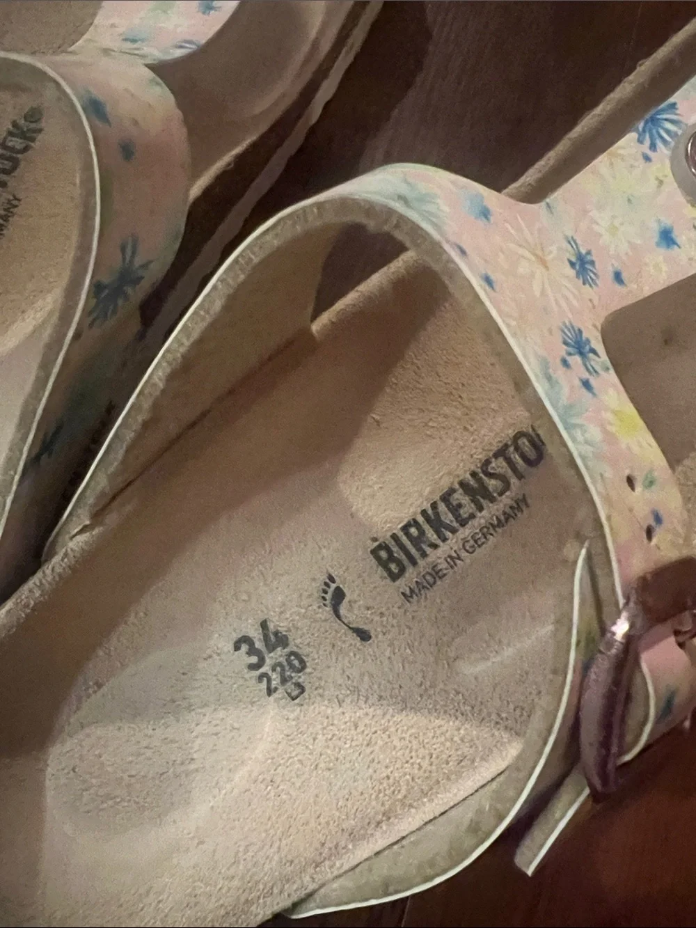 Birkenstock Kids Floral T-Strap Sandals - Light Pink, Blue & Yellow